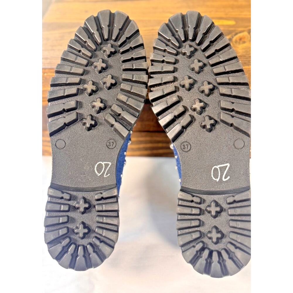 Jon Josef Denim Studded Loafer with Lug Soles- Romantic Punk Made In Spain 7/37 - Picture 4 of 6